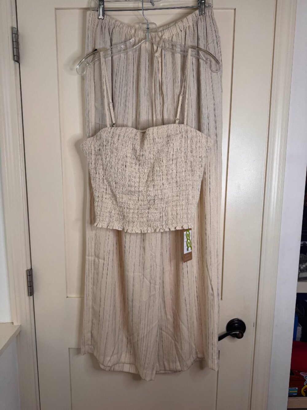 2 piece set with built in bra top and wide pants